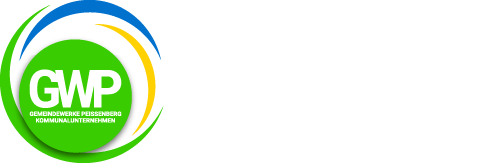 Logo der Gemeindewerke Peißenberg KU in Schriftfarbe Weiß