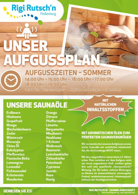 Rigi Rutschn - Sauna - Aufgussplan Sommer